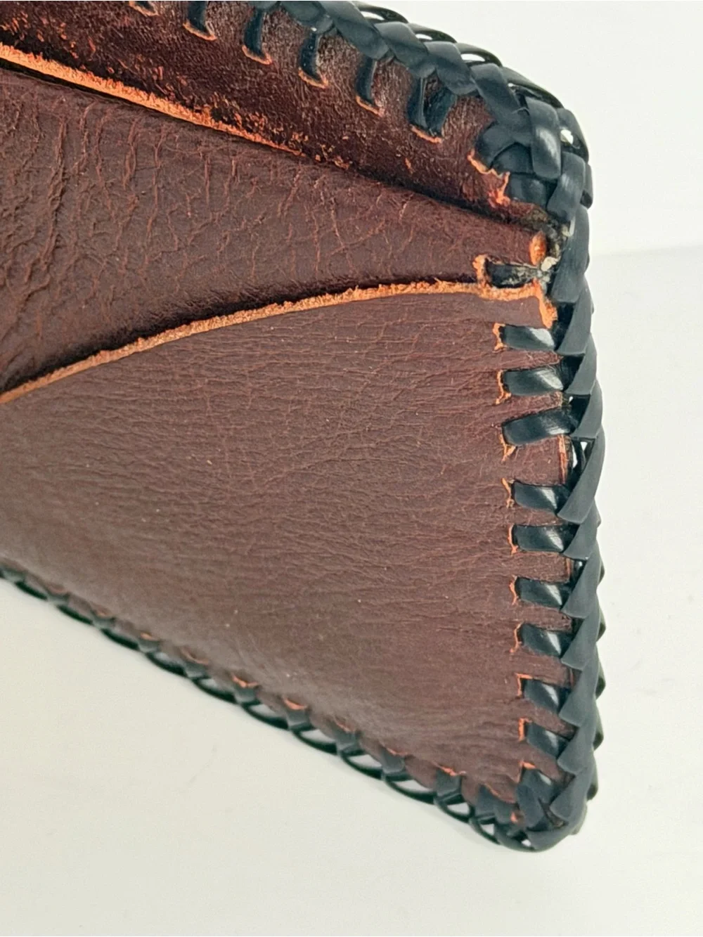 Vintage Tooled Leather Bifold Wallet Deer Eagle Mountain Western Hand Laced